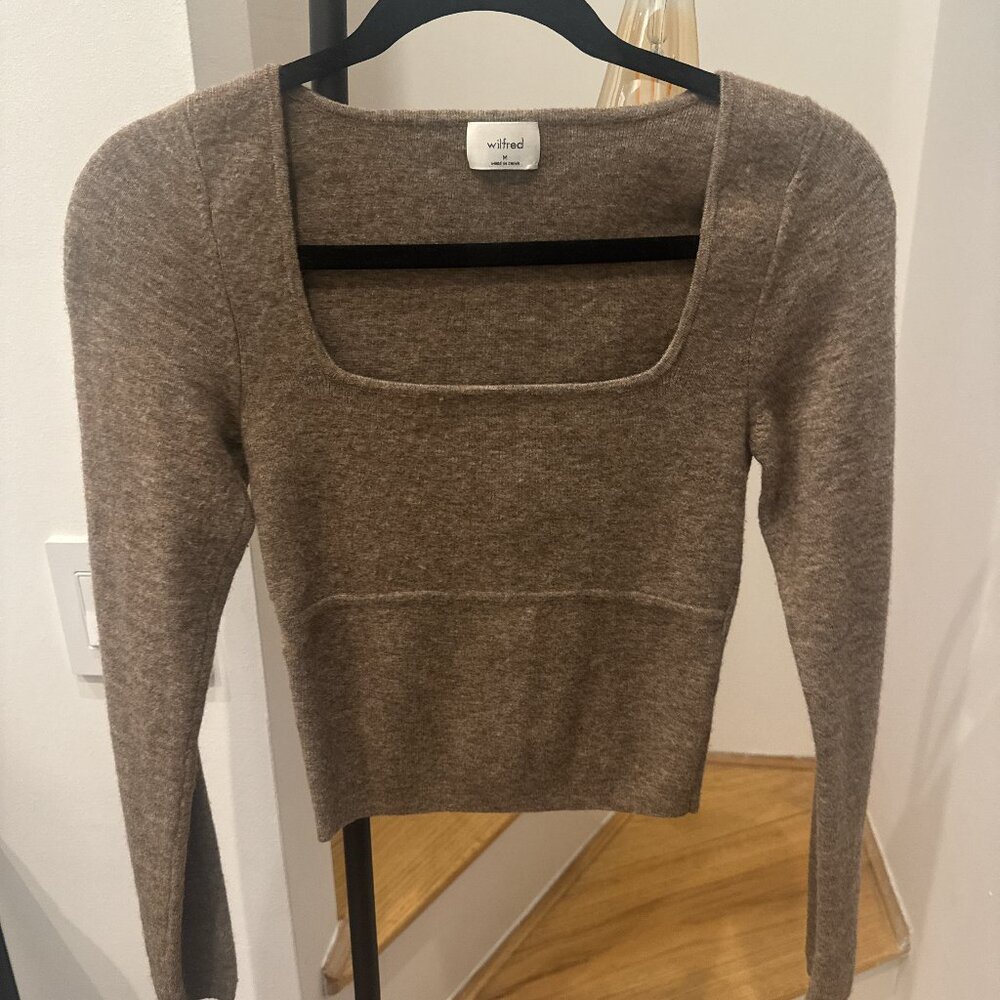 Beige square neck sweater